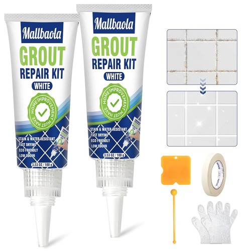 White grey tile grout repair - white/grey,